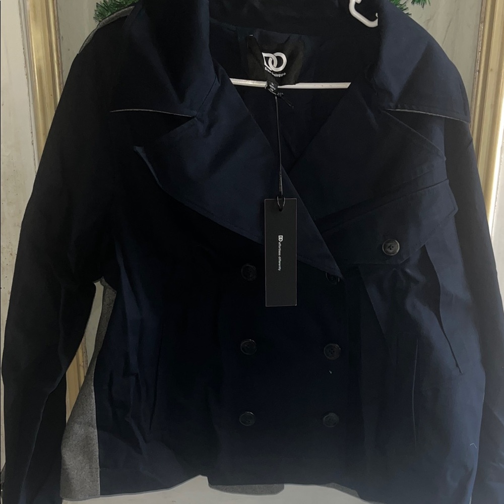 NWT Dee Ocleppo Women's Navy Double-Breasted Jacket